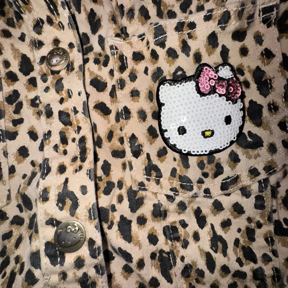 Hello Kitty Girls Size 6 Leopard‎ Print Peplum Stretch Jacket Sequin HK Buttons
